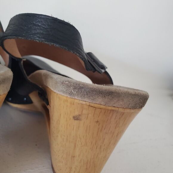 Dansko Black Leather Clogs with Tan Heel - Picture 5 of 9